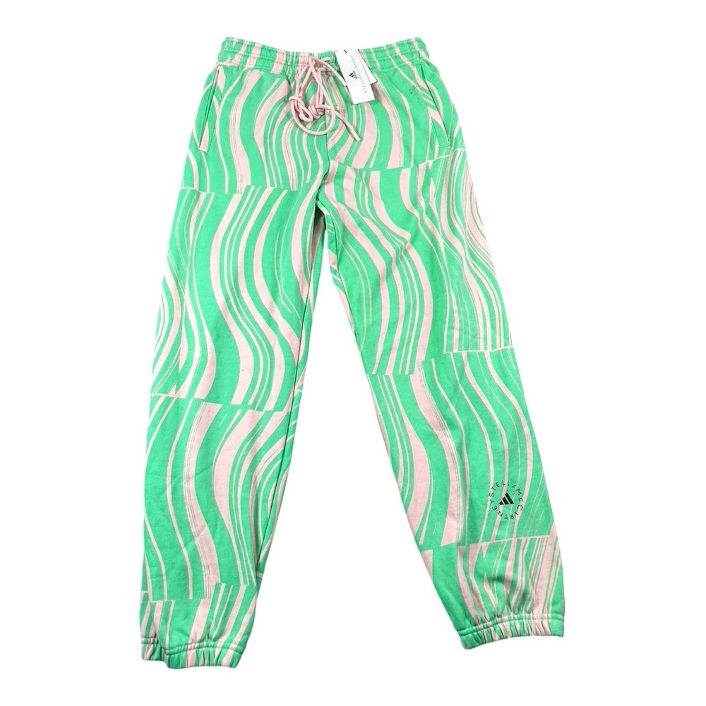 Adidas Stella McCartney Green Blush Pink True Casuals Sweatpants Medium HT1104